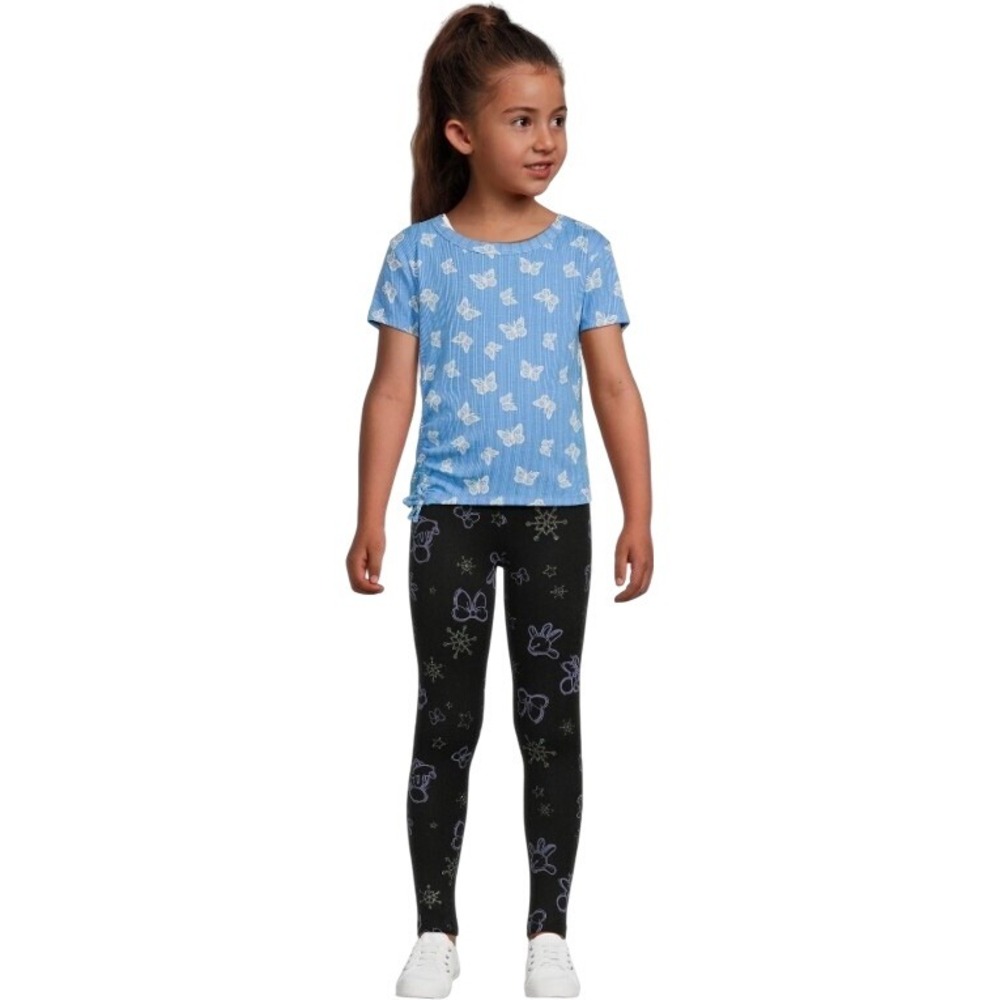 Disney Mickey Mouse Girls'7/8  Leggings Black Print Cute‎ Characters